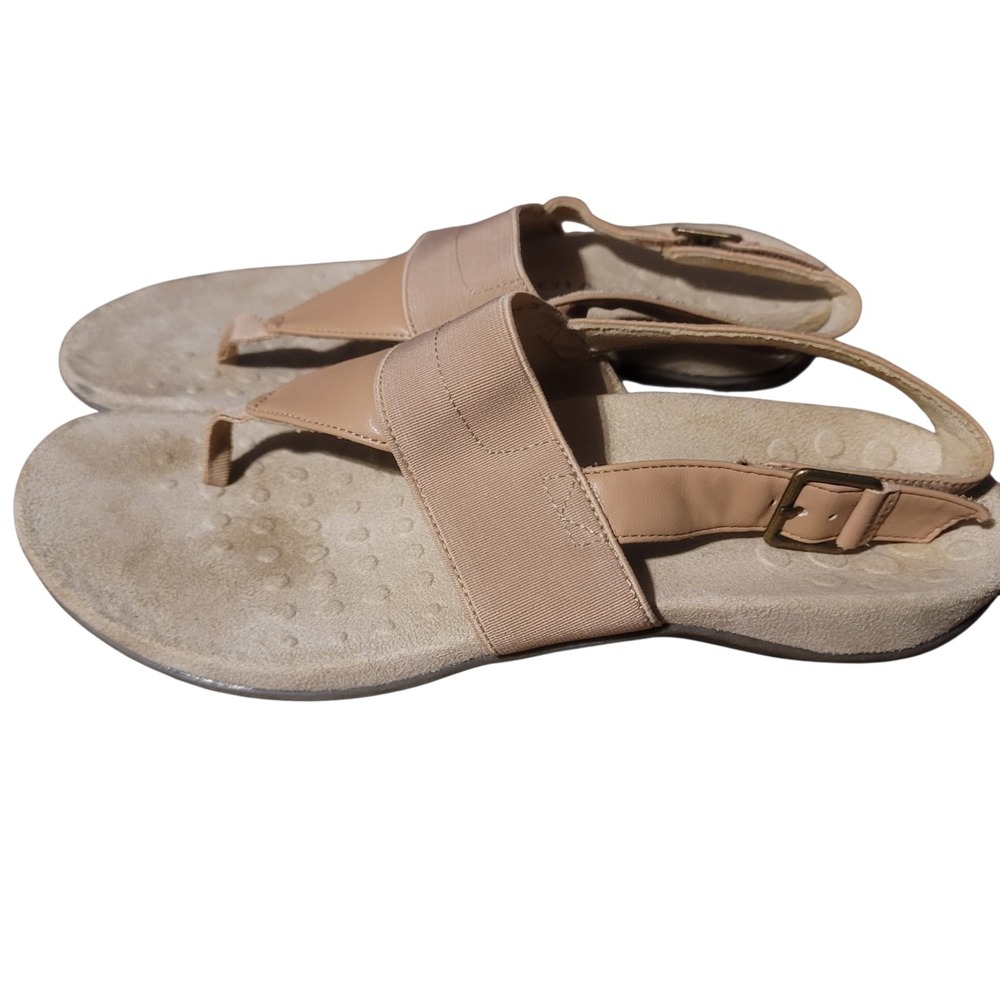 Vionic Adjustable T-Strap Sandals Danita  Color Macaroon Beige size 10 Flat - Picture 5 of 6